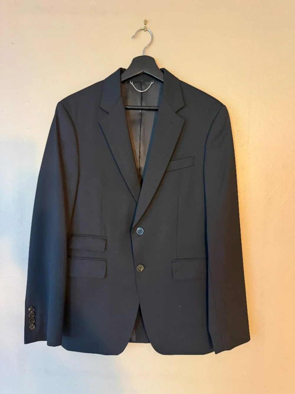 Zara Man Men's Black Two Button Ticket Pocket Blazer Suit Jacket Size 38